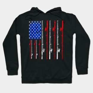 American Flag Fishing Rod Fishing Lover Hoodie